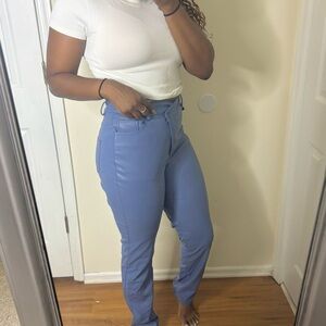 Iron blue faux leather pants
